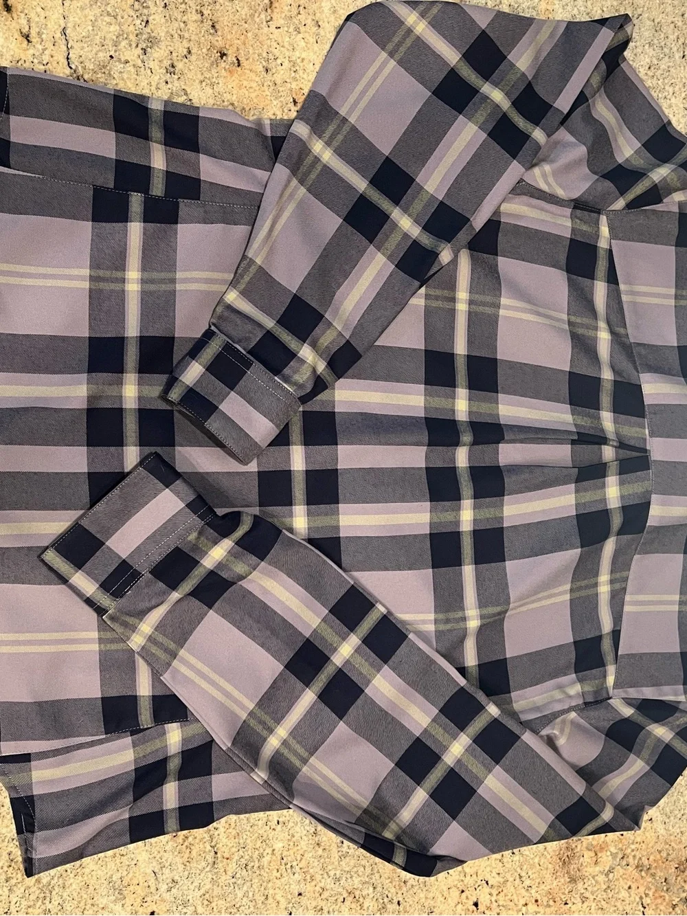 Fly Low Purple Plaid Performance Button-Up Shirt - Long Sleeve